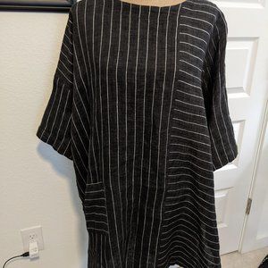 Eskandar Black Linen Oversized Shirt Tunic Size 1